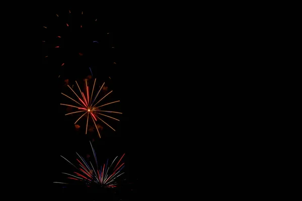 Colorful Fireworks Celebration Night Sky Free Space Text — ストック写真