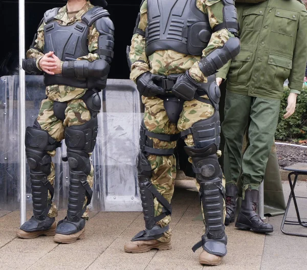 Soldiers Armored Uniform Boots — Stock Photo, Image