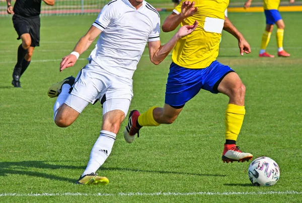 Jugadores Fútbol Acción Hora Verano — Foto de Stock