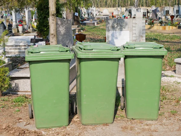 Garbage can in the public cemetery