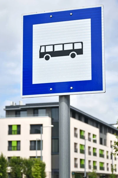 Autobusová Dopravní Značka Autobusové Zastávce — Stock fotografie