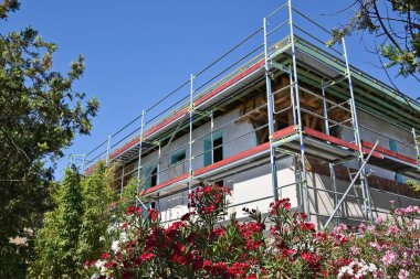 Construction frame at the building of a new apartment house