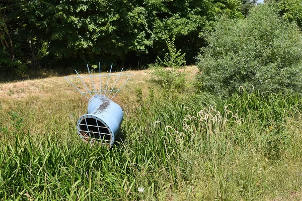 Sewage Pipe Meadow Summer Time — Photo
