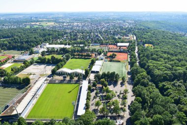 View of Stuttgart city with sports fields, Germany