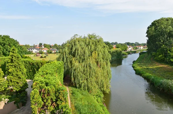 River Lajta in Mosonmagyarovar city, Hungary