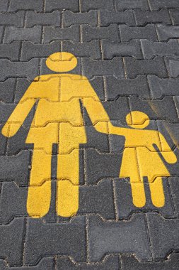 Pedestrian sign on the paving stone