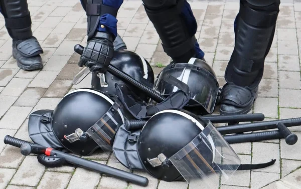 Helmets Truncheons Police Swat Team — Stock Photo, Image