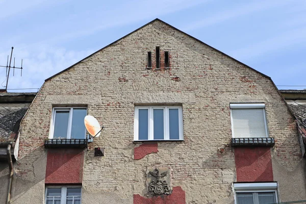 Mur Ruine Vieil Immeuble Appartements Dans Ville — Photo