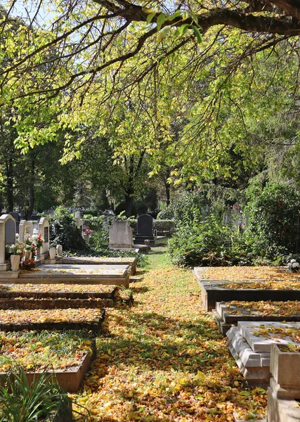 Tombstones Public Cemetery Autumn Time — Stock Photo, Image