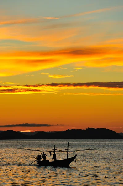 Boat with sunset — Stock Photo, Image