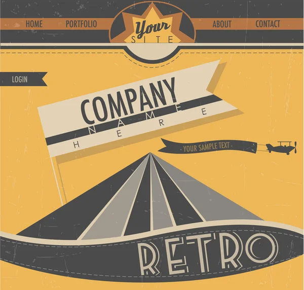 Modelo de site em estilo retro . — Vetor de Stock