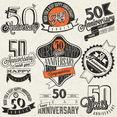 Vintage style 50 anniversary collection. clipart