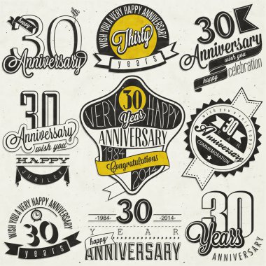 Vintage style 30 anniversary collection. clipart