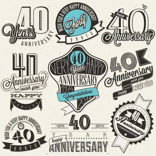 Vintage style 40 anniversary collection. — Stock Vector