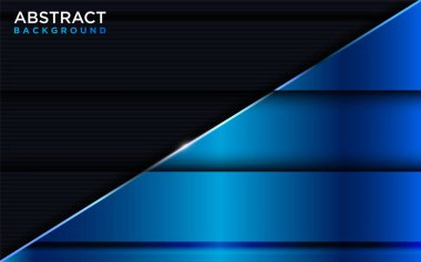 Shinny Blue Gradient Shape ve Line Combination ile modern Karanlık Arkaplan. Grafik Tasarım Elementi.