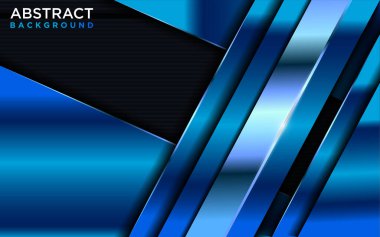 Shinny Blue Gradient Shape ve Line Combination ile modern Karanlık Arkaplan. Grafik Tasarım Elementi.