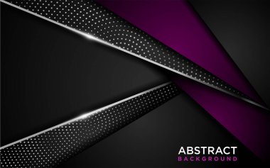 Soyut Karanlık Arkaplan Modern Mor Şekil ve Gümüş Çizgiler ile birleştirildi. Grafik Tasarım Elementi.