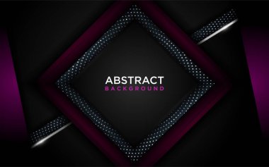 Soyut Karanlık Arkaplan Modern Mor Şekil ve Gümüş Çizgiler ile birleştirildi. Grafik Tasarım Elementi.