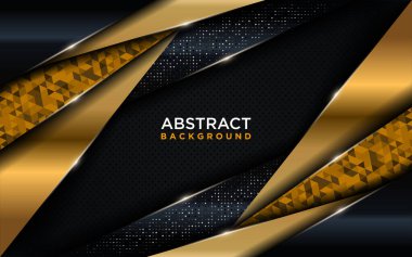 Modern Karanlık Arkaplan Tasarımı, Shinny Golden ve Polygon Element ile birleştirildi. Grafik Tasarım Elementi.