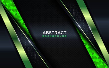 Modern Karanlık Donanma Arkaplan Tasarımı, Shinny Metalik Yeşil ve Çokgen Elementi ile birleştirildi. Grafik Tasarım Elementi.