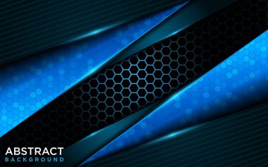 Modern Fütürist Karanlık Donanma Arkaplanı ve Shinny Blue Element. Grafik Tasarım Elementi.