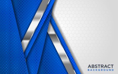 Üç boyutlu üst üste bindirme efektli modern beyaz ve mavi arkaplan. Grafik Tasarım Elementi.