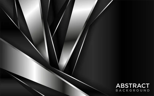 Abstract Black Gradient Background Combined Futuristic Silver Lines Graphic Design — Stock Vector