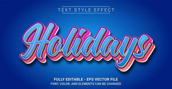 Vakantie Tekst Stijl Effect Bewerkbaar Grafisch Tekstsjabloon — Stockvector