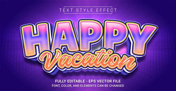 Happy Vacation Text Style Effect Bewerkbaar Grafisch Tekstsjabloon — Stockvector