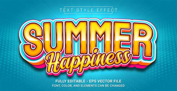 Summer Happiness Text Style Effect Bewerkbaar Grafisch Tekstsjabloon — Stockvector