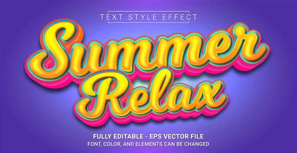 Zomer Relax Text Style Effect Bewerkbaar Grafisch Tekstsjabloon — Stockvector