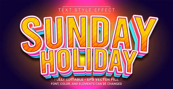 Zondag Vakantie Tekst Stijl Effect Bewerkbaar Grafisch Tekstsjabloon — Stockvector