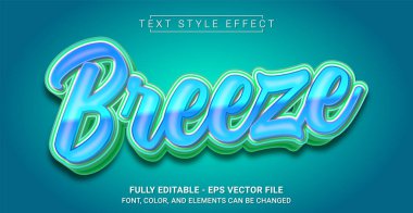 Breeze Metin Biçimi Efekti. Düzenlenebilir Grafik Metin Şablonu.