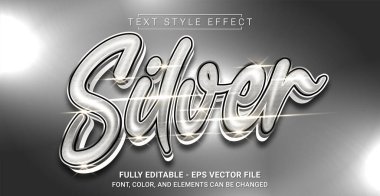 Gümüş Metin Biçimi Efekti. Düzenlenebilir Grafik Metin Şablonu.