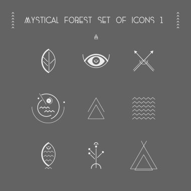 Mystical forest set of icons 1 clipart