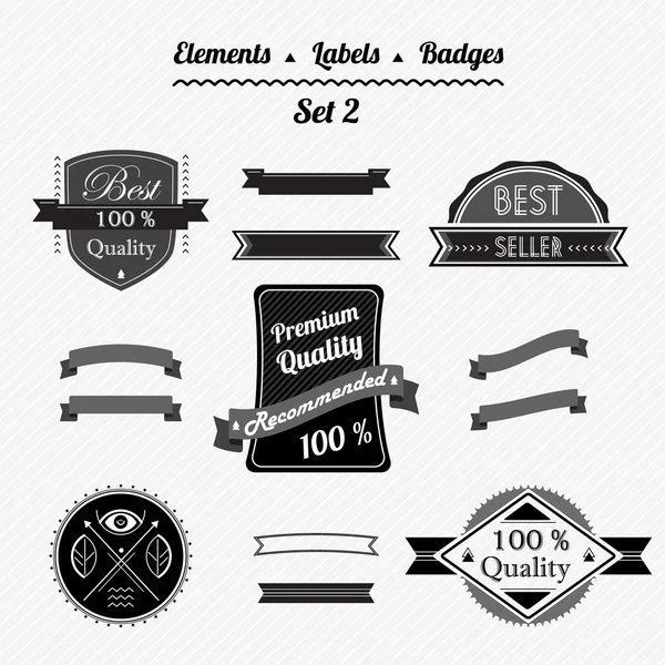 Set 2 éléments, étiquettes et badges dans un style rétro — Image vectorielle