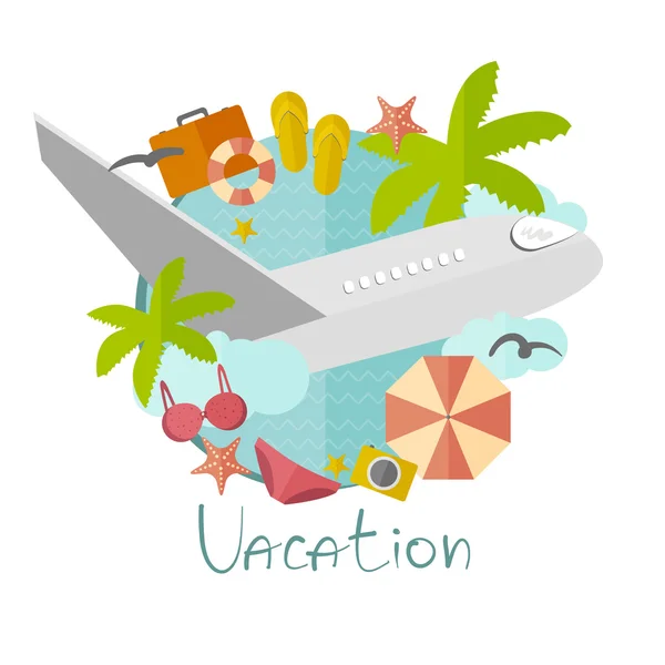 Ilustrace na dovolené v ploché minimalistickém stylu — Stockový vektor
