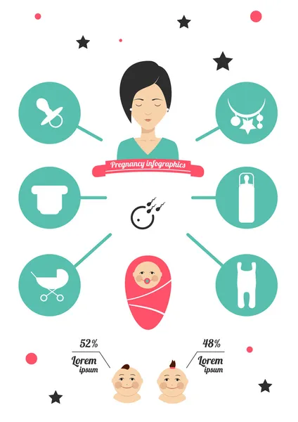 Infographics ikoner på graviditet och förlossning — Stock vektor