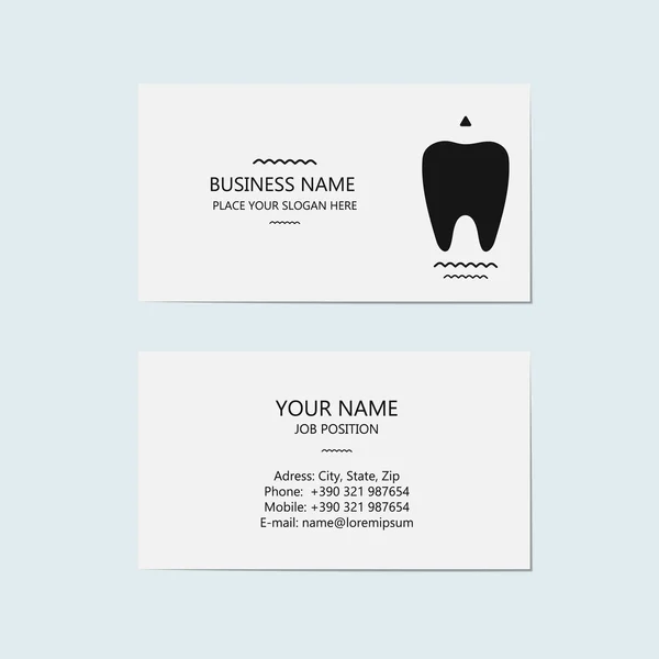 Visitkort för en tandläkare (tandvårdsklinik) — Stock vektor