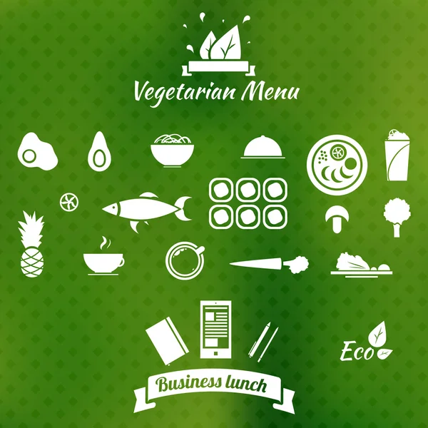 Значки вегетарианского меню . — стоковый вектор