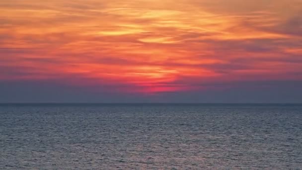 Bellissimo tramonto sul mare aperto. Uccelli volanti — Video Stock