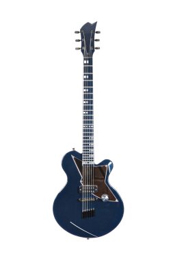 Siyah elektirikli gitar beyaz arkaplanda izole edildi.