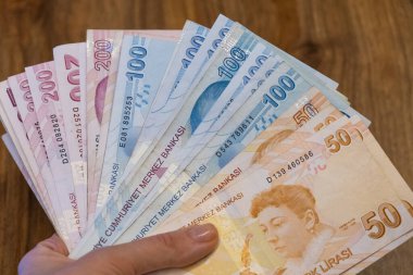 Türk Lirası döviz paraları. İstanbul, Türkiye - Ocak 2022 