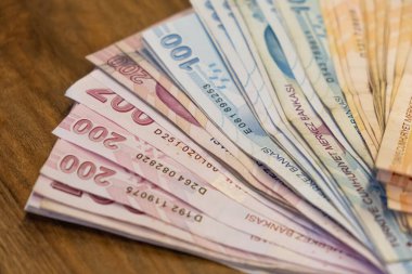 Türk Lirası döviz paraları. İstanbul, Türkiye - Ocak 2022 