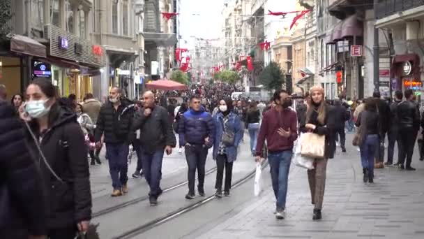 Istanbul Istiklal Street Meest Toeristische Straat Met Restaurants Winkels Turkije — Stockvideo