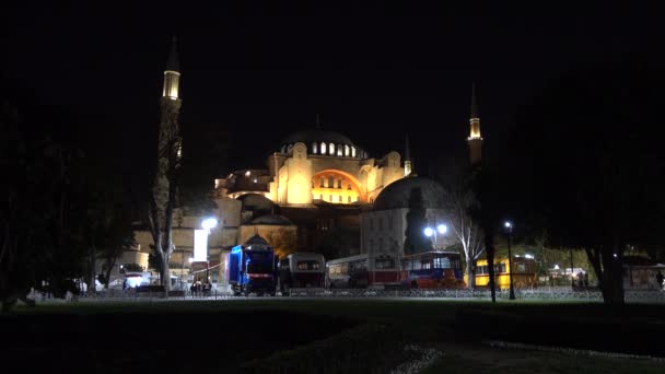 Istanbul Nuit Hagia Sophia Sur Place Sultanahmet Turquie Istanbul Septembre — Video