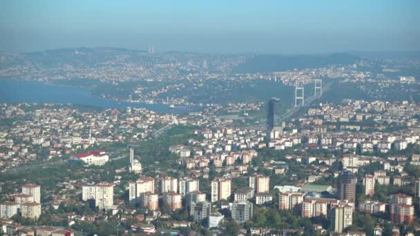 Istanbul Utsikt Över Staden Och Bosporen Sund Safir Skyskrapa Turkiet — Stockvideo