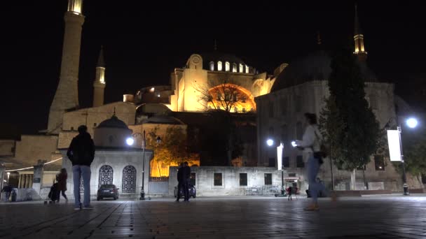 Istanbul Nuit Hagia Sophia Sur Place Sultanahmet Turquie Istanbul Septembre — Video