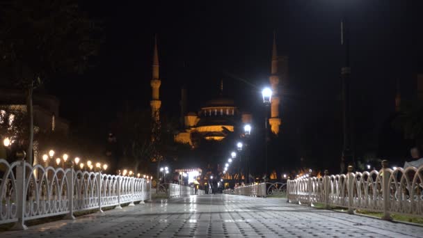 Istanbuler Nacht Blaue Moschee Sultanahmet Platz Türkei Istanbul September 2021 — Stockvideo