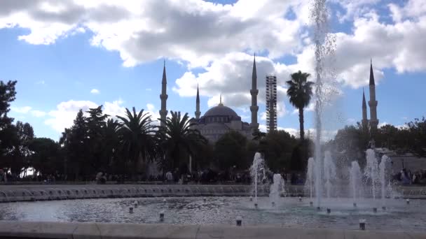 Istanbul Blaue Moschee Sultan Ahmad Maydan Brunnen Türkei Istanbul September — Stockvideo